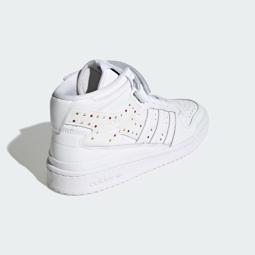 NWB Adidas Forum Mid x SWAROVSKI Rhinestone Crystals White Black Women's Size 9 - Picture 4 of 14